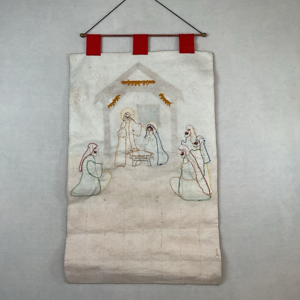 Christmas Advent Calendar Felt Sequins Handmade Wall Hanging Incomplete READ - Picture 14 of 14